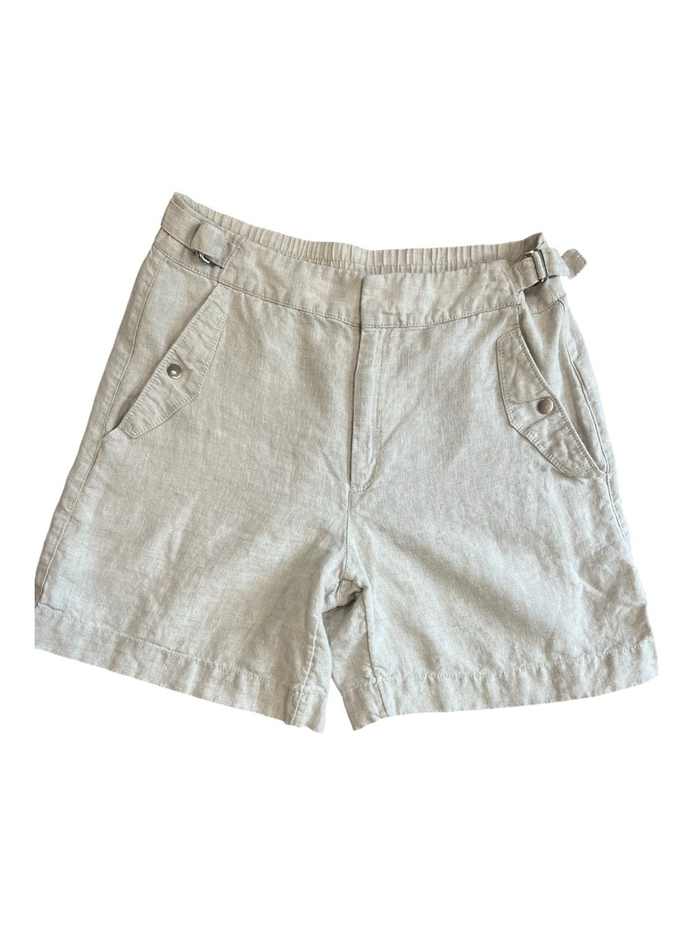 ATHLETA Bermuda Beige 100% Linen Shorts Size 12 Women NWOT - Picture 2 of 10